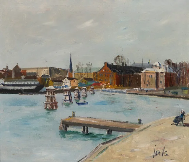ERIK JERKEN. Skeppsholmen, olja på duk, signerad Jerken.