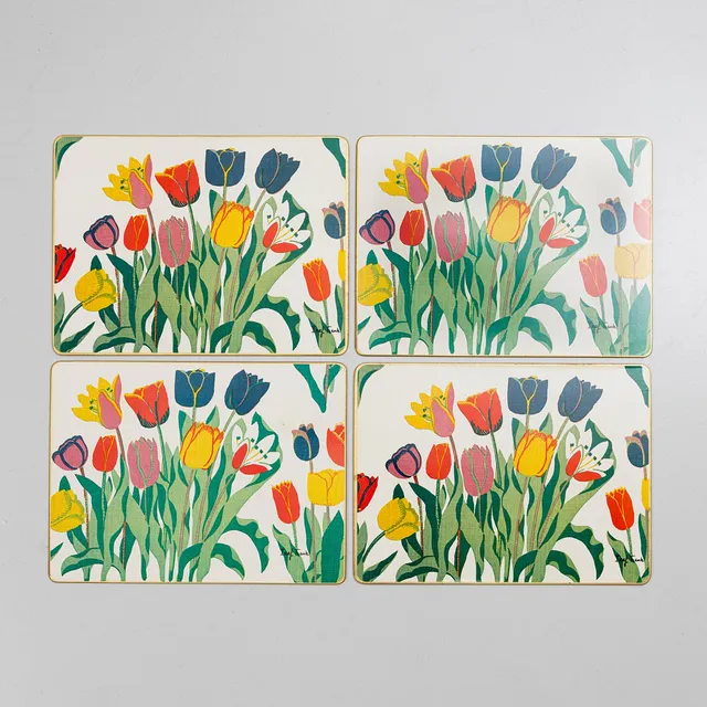 JOSEF FRANK. Bordstabletter / underlägg, 4 delar, "Tulpan", Firma Svenskt tenn.