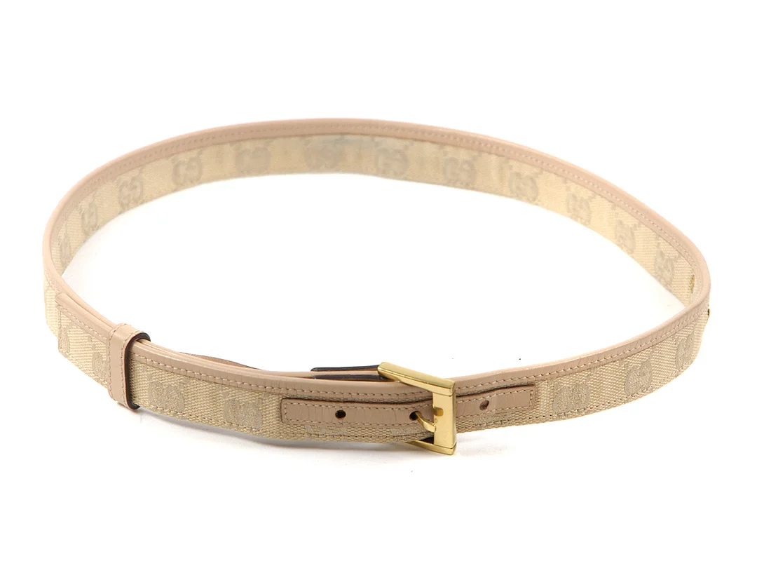 SKÄRP, Gucci beige tyg/läder 70-75cm gulmetallspänne — Accessoarer/Bälten — Kaplans
