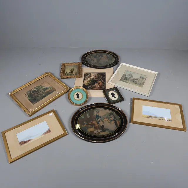 A COLLECTION OF 19TH CENTURY AND LATER PICTURES AND PRINTS (10).