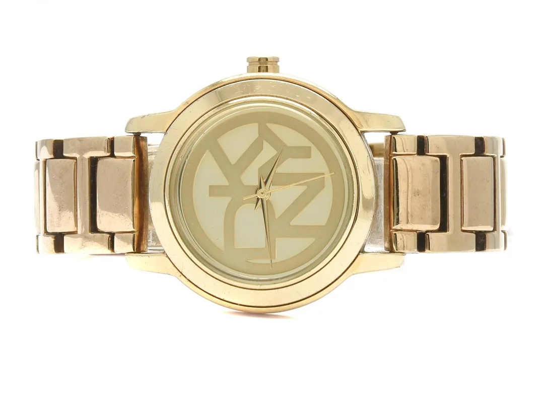 DKNY damur 32mm, quartz, mineralglas, NY-8876, 1151409, guld på stål, slitage på länk — Klockor/DKNY — Kaplans