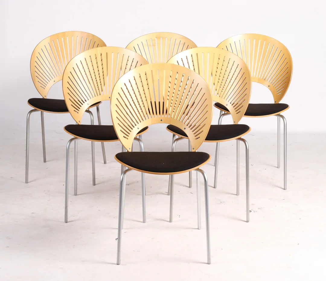 Nanna Ditzel for Fredericia Furniture. 'Trinidad', set of six chairs. (6) — Furniture/Chairs — Lauritz