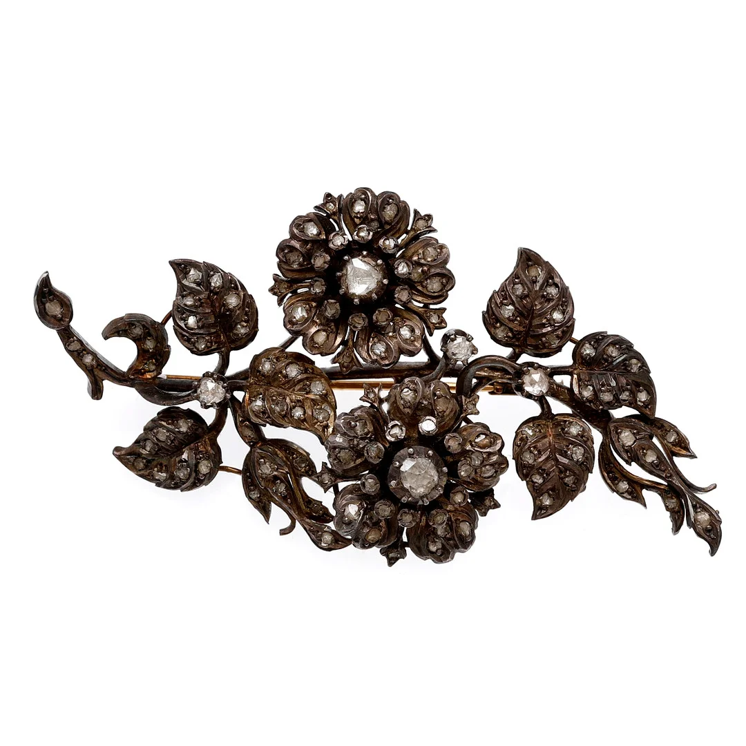 Diamonds floral brooch, 19th Century. — Brooches & Pendants — Balclis