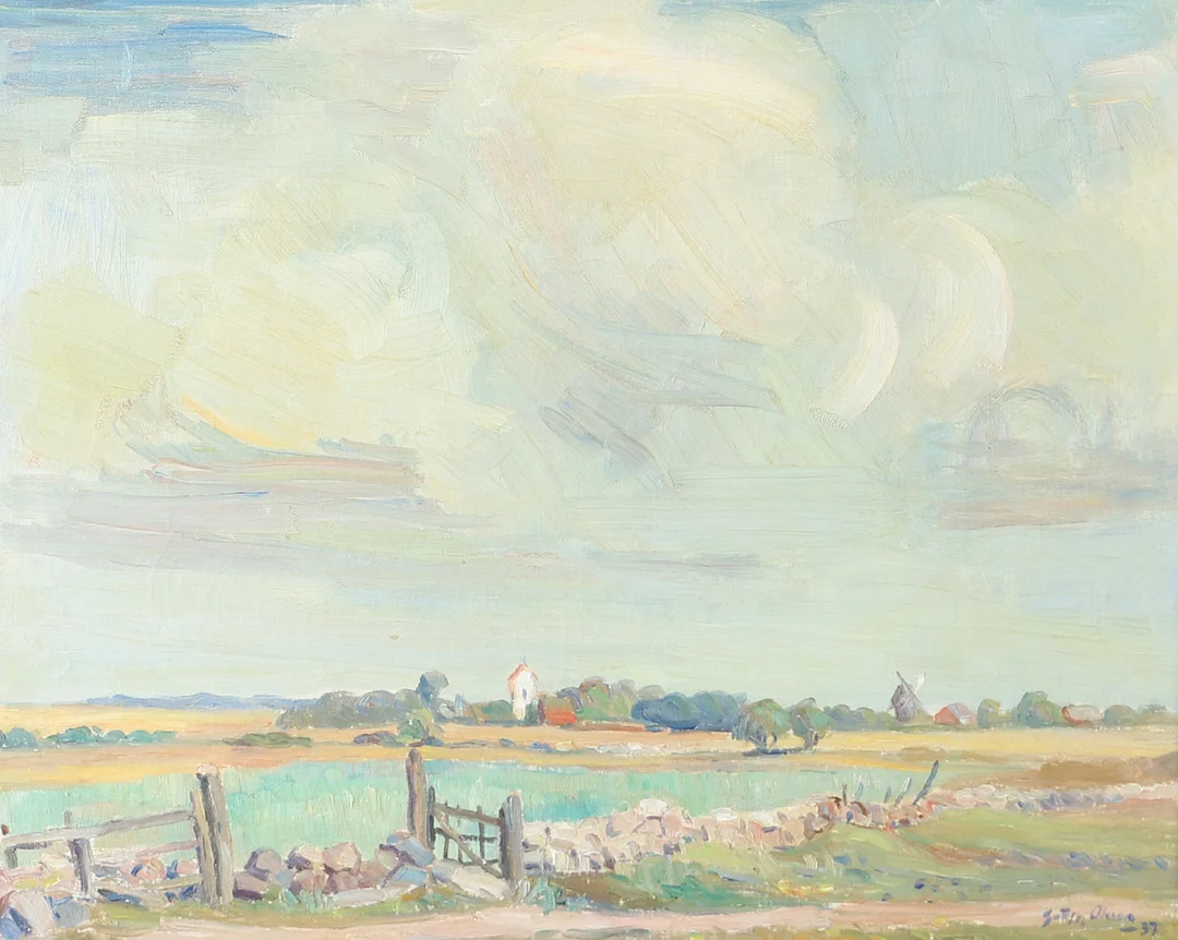 GOTTFRID OLSSON. Motiv från Öland, olja på duk, signerad -39. — Paintings — Helsingborgs Auktionskammare