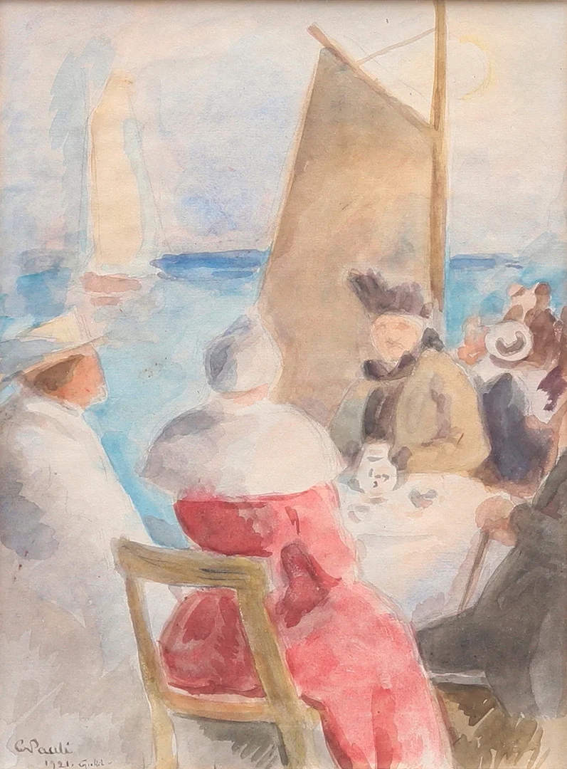 GEORG PAULI. Motiv från Lysekil, akvarell, signerad, daterad och betitlad G Pauli Lysekil 1921. — Paintings — Garpenhus Auktioner