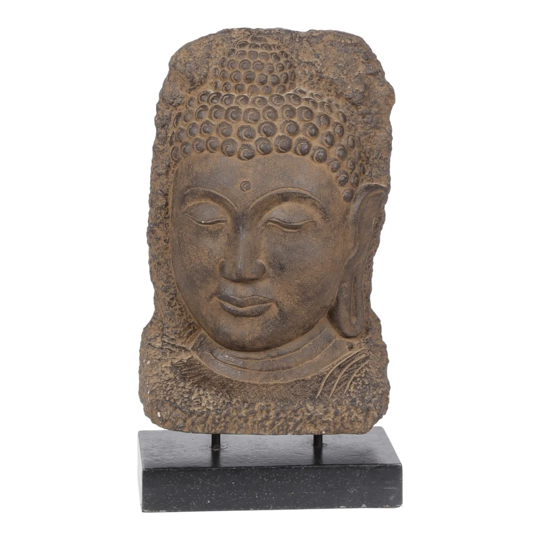 Orientalsk Buddhahoved af sandsten, 1900-tallets sidste fjerdedel. — Sculptures & Bronzes — Bidstrup Auktioner