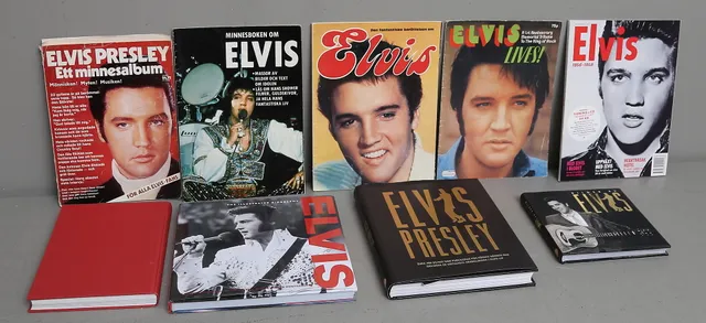 BÖCKER och TIDSSKRIFTER, 9 st, Elvis Presley.