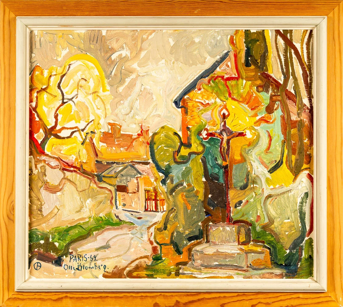 OLLE BLOMBERG. Olja på duk, uppfodrad på pannå, 1964. — Paintings — Norrlands Auktionsverk