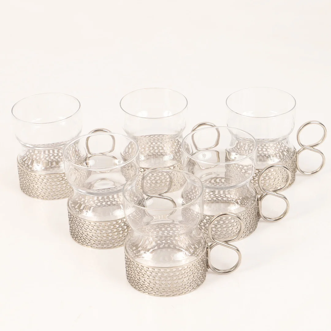 TIMO SARPANEVA. Teglas, 6 stycken, "Tsaikka", Iittala, Finland. — Utility glass — Helsingborgs Auktionskammare