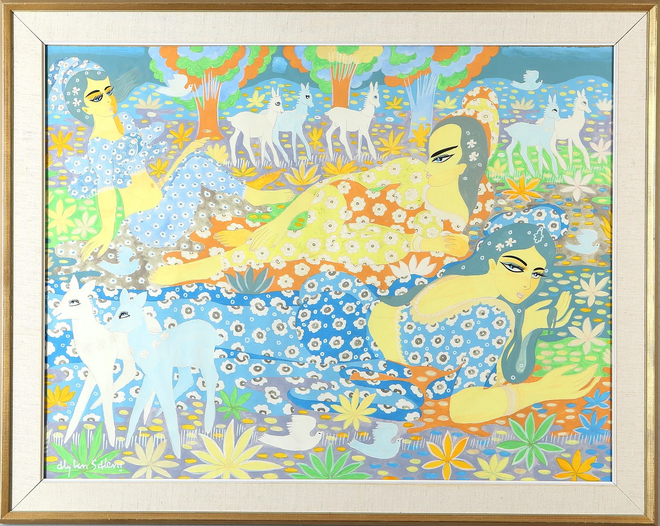 ALY BEN SALEM. Landskap med figurer, gouache, signerad. — Paintings — Auktionshuset Kolonn