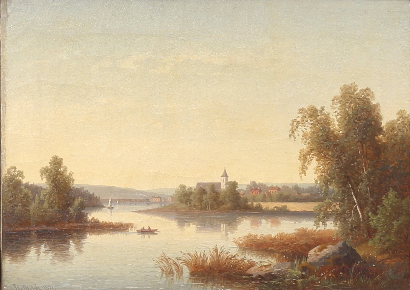 CARL ABRAHAM ROTHSTÉN. Landskap med vattendrag. Olja på duk, signerad och daterad 1871. — Paintings — Auktionshuset Thelin & Johansson