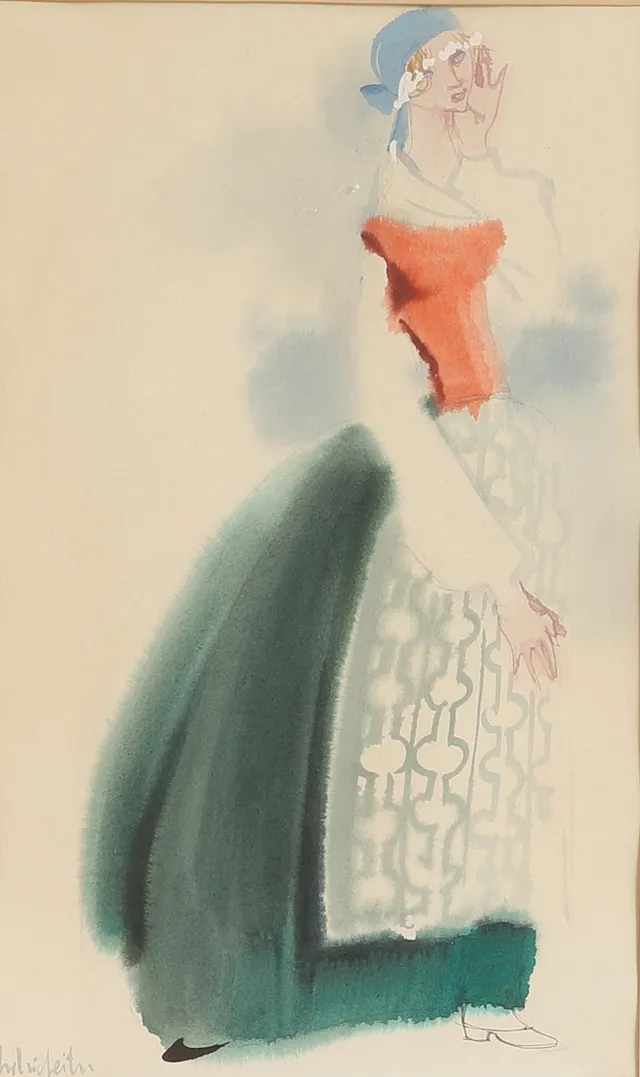 SILVIA LEITU. Akvarell, signerad.