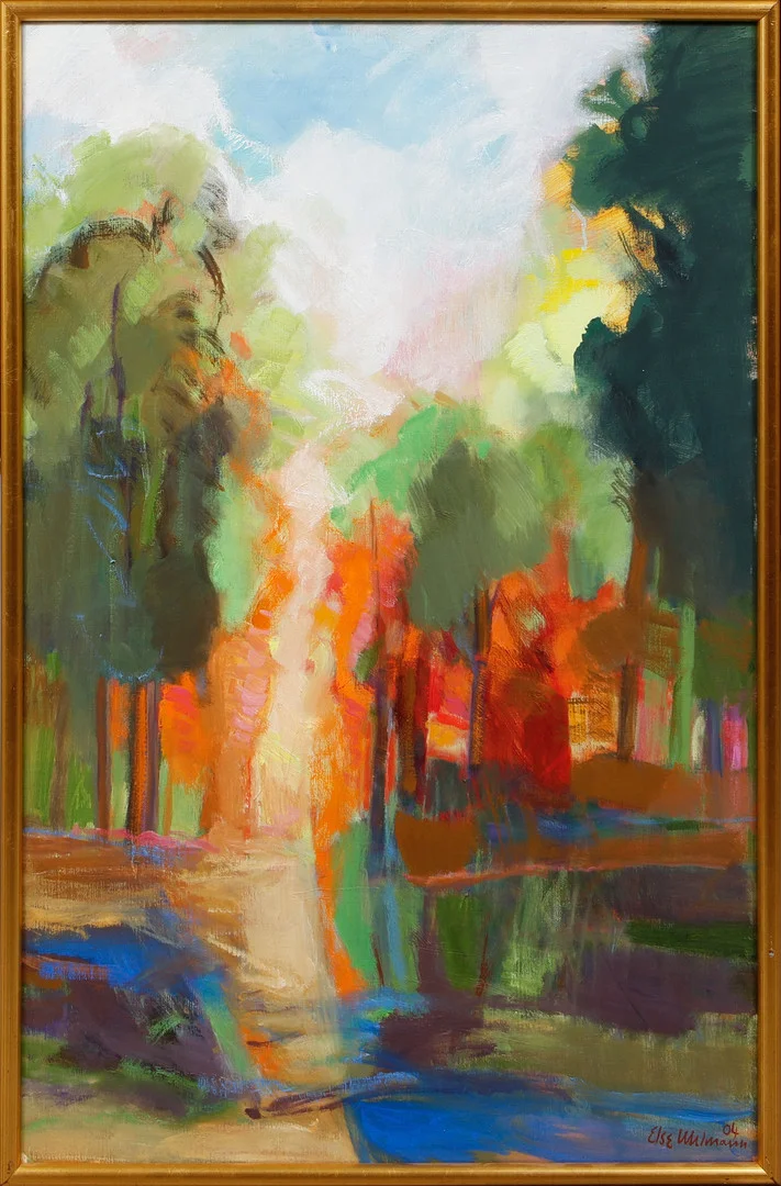 ELSE UHLMANN. Komposition med träd, olja på duk, signerad och daterad 04. — Paintings — Göteborgs Auktionsverk