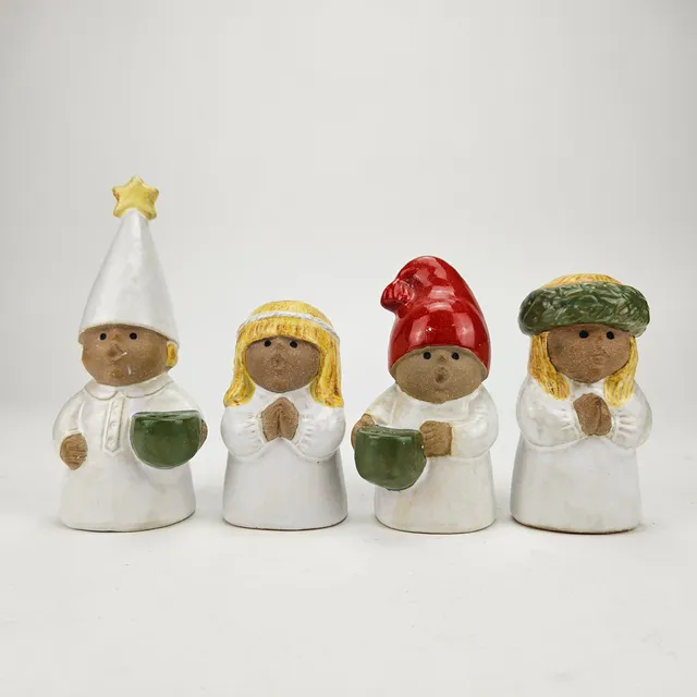 LISA LARSON. Ljusstakar, 4 st, stengods, "Advent", Gustavsberg.