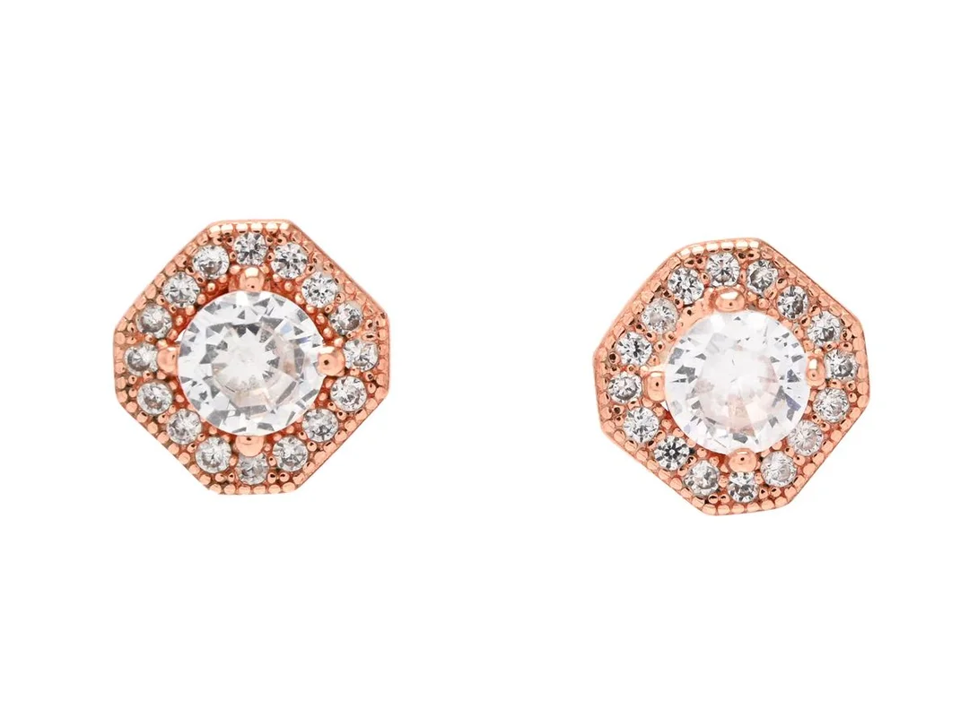 ÖRHÄNGEN, roséförgyllt sterlingsilver, cubic zirconia, mått 7,1 x 7,0 mm, vikt 1,6 g. — Smycken/Örhängen — Kaplans