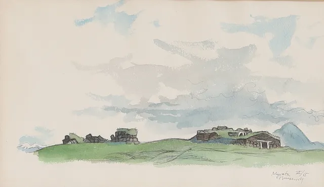 GUNNAR BRUSEWITZ. Akvarell, motiv från Island, signerad.