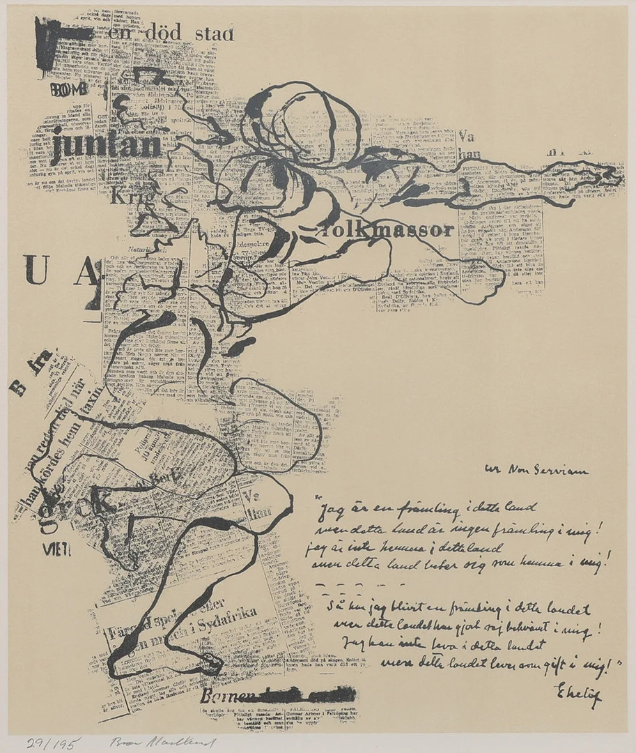 BROR MARKLUND. LITOGRAFI, "UR NON SERVIAM AV GUNNAR EKELÖF", SIGNERAD OCH NUMRERAD 29/195. — Engravings & Prints — Crafoord Auktioner Lund