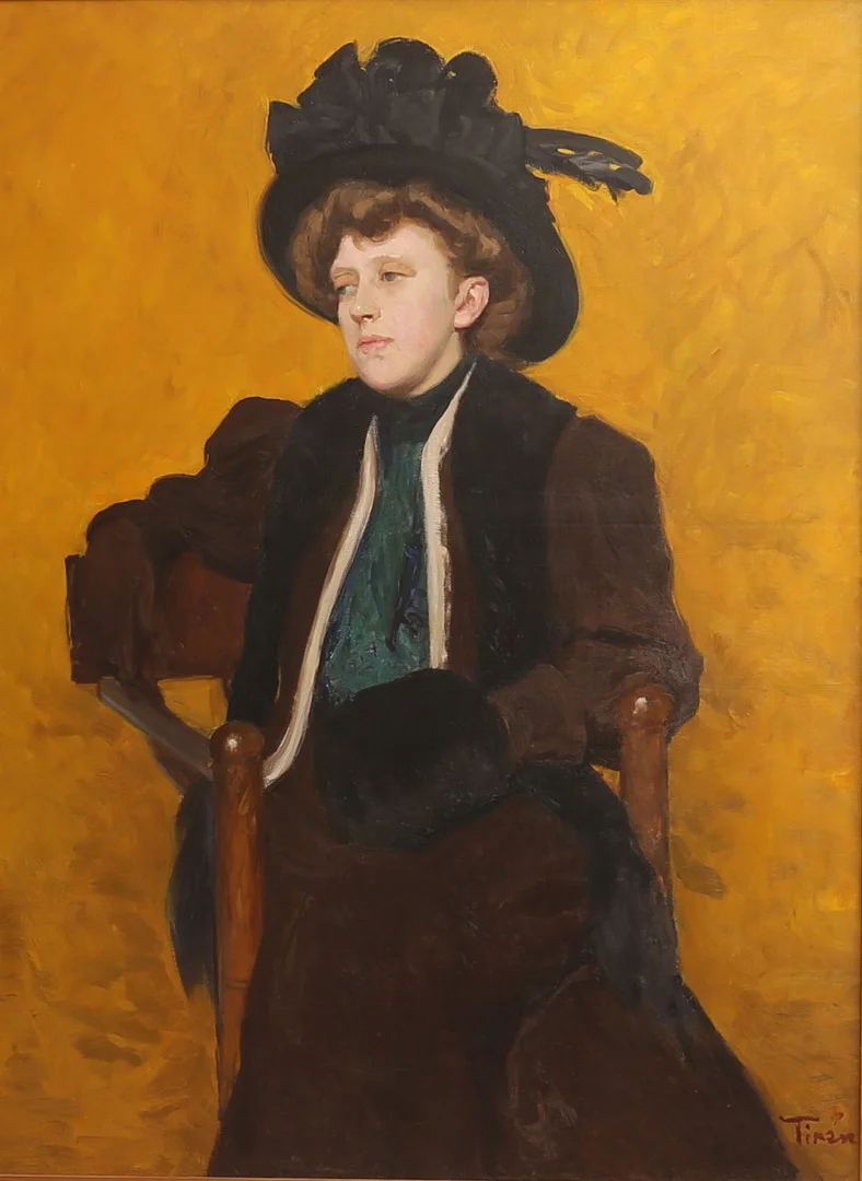 GERDA TIRÉN. Olja på duk, troligen självporträtt, signerad. — Paintings — RA Auktionsverket Norrköping
