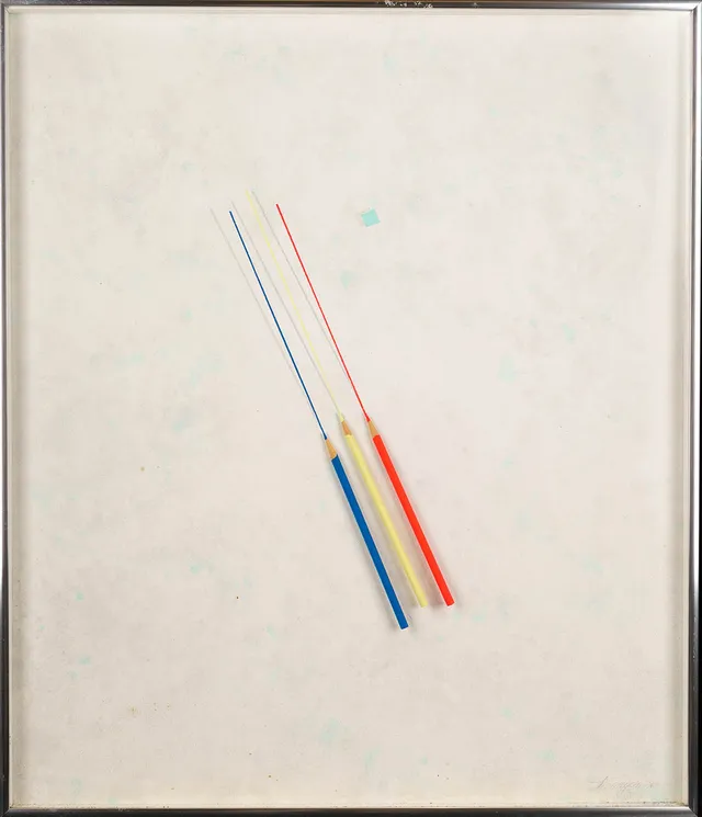 WERNER GREGORI. Collage / blandteknik på papper, Signerad, 1986.