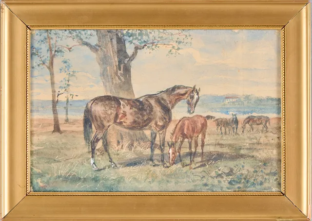 OIDENTIFIERAD KONSTNÄR. Hästar, 1800-tal.