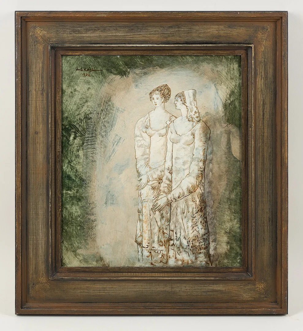 UNTO KOISTINEN. Brud och mor, signerad samt daterad 1972, olja på pannå. — Paintings — Stockholms Auktionsverk Helsinki