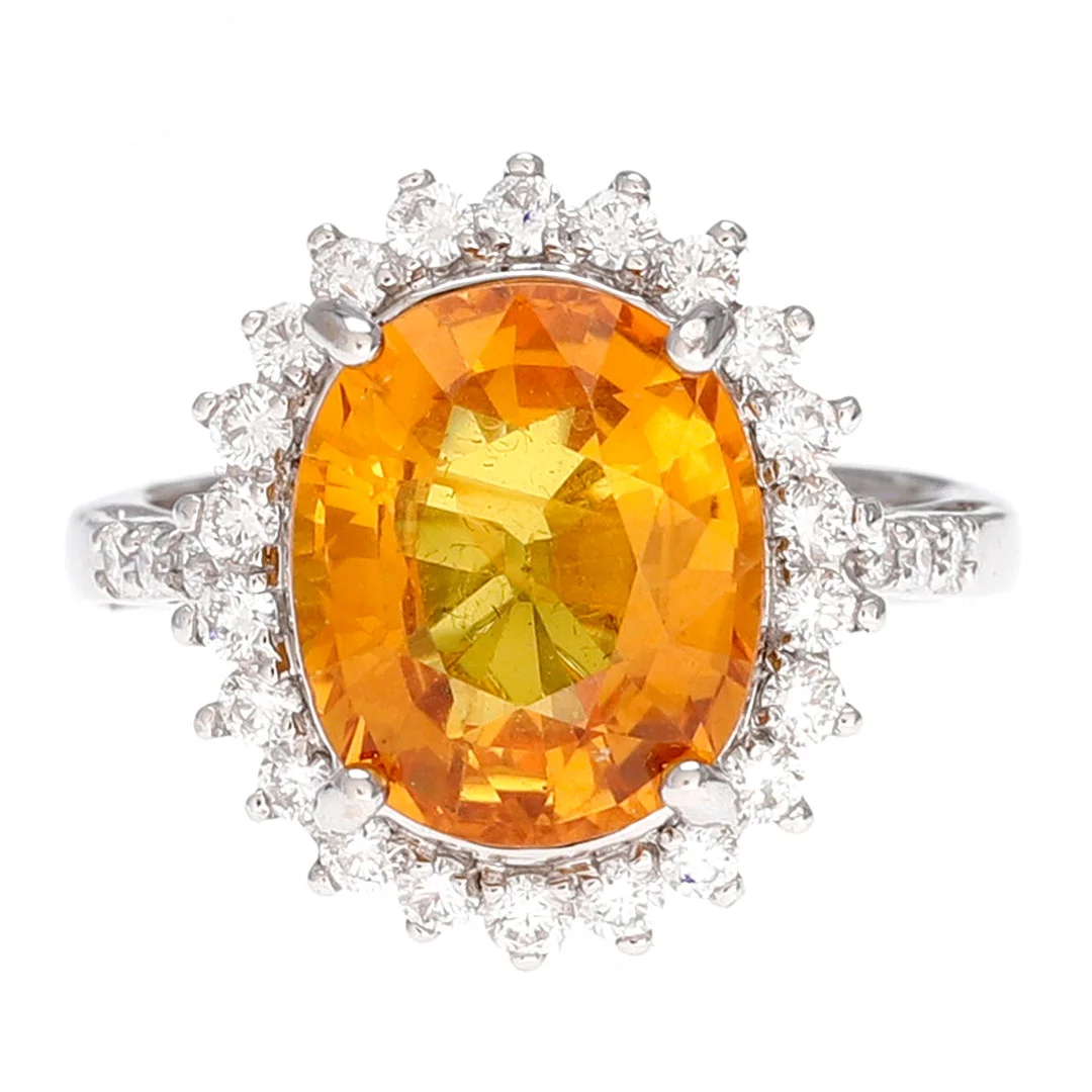 Yellow sapphire and diamonds rosette ring. — Rings — Balclis