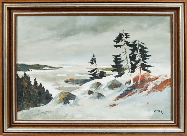 AXEL LIND. Vinterbild, olja på duk, signerad.