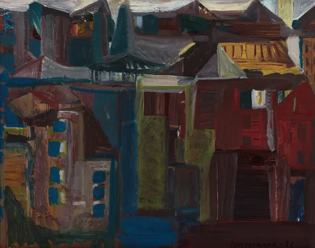 TORE HULTCRANTZ (1923-1998). "Hus i Antibes", signerad och daterad -51, olja på pannå.