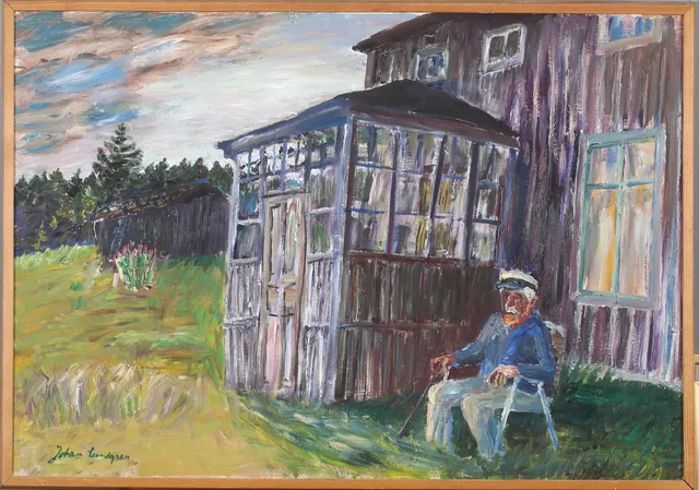 JOHAN LUNDGREN. "Oskar i Salberg", olja på pannå, signerad.