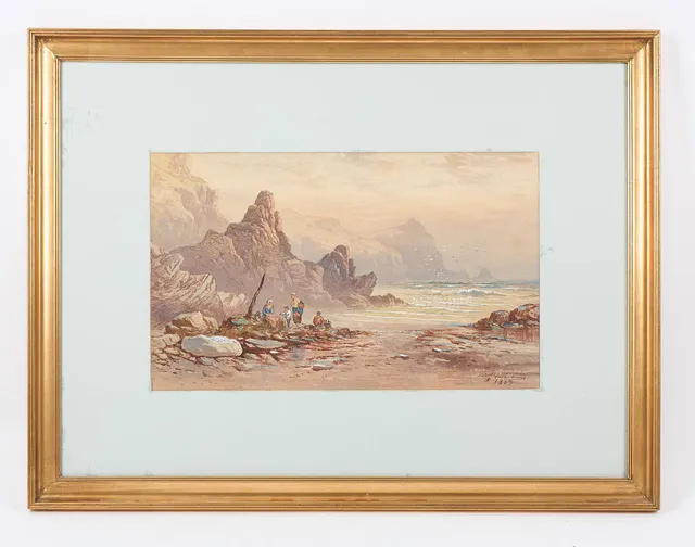 HARRY J. WILLIAMS (ACT.1854-1898). Storm vid kusten utanför Jowey (Brinkle), signerad samt daterad 1883, akvarell och gouache.