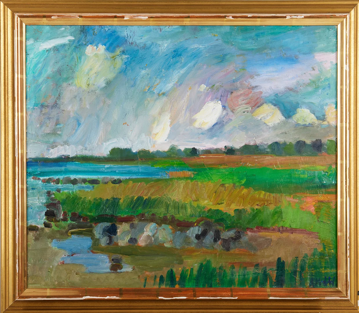 ASTRID MUNTHE DE WOLFE. ''Strand I'', signerad, olja på duk. — Paintings — Stockholms Auktionsverk Magasin 5