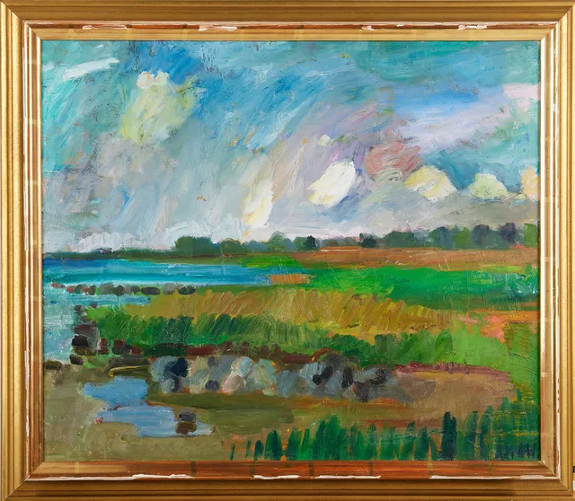 ASTRID MUNTHE DE WOLFE. ''Strand I'', signerad, olja på duk.