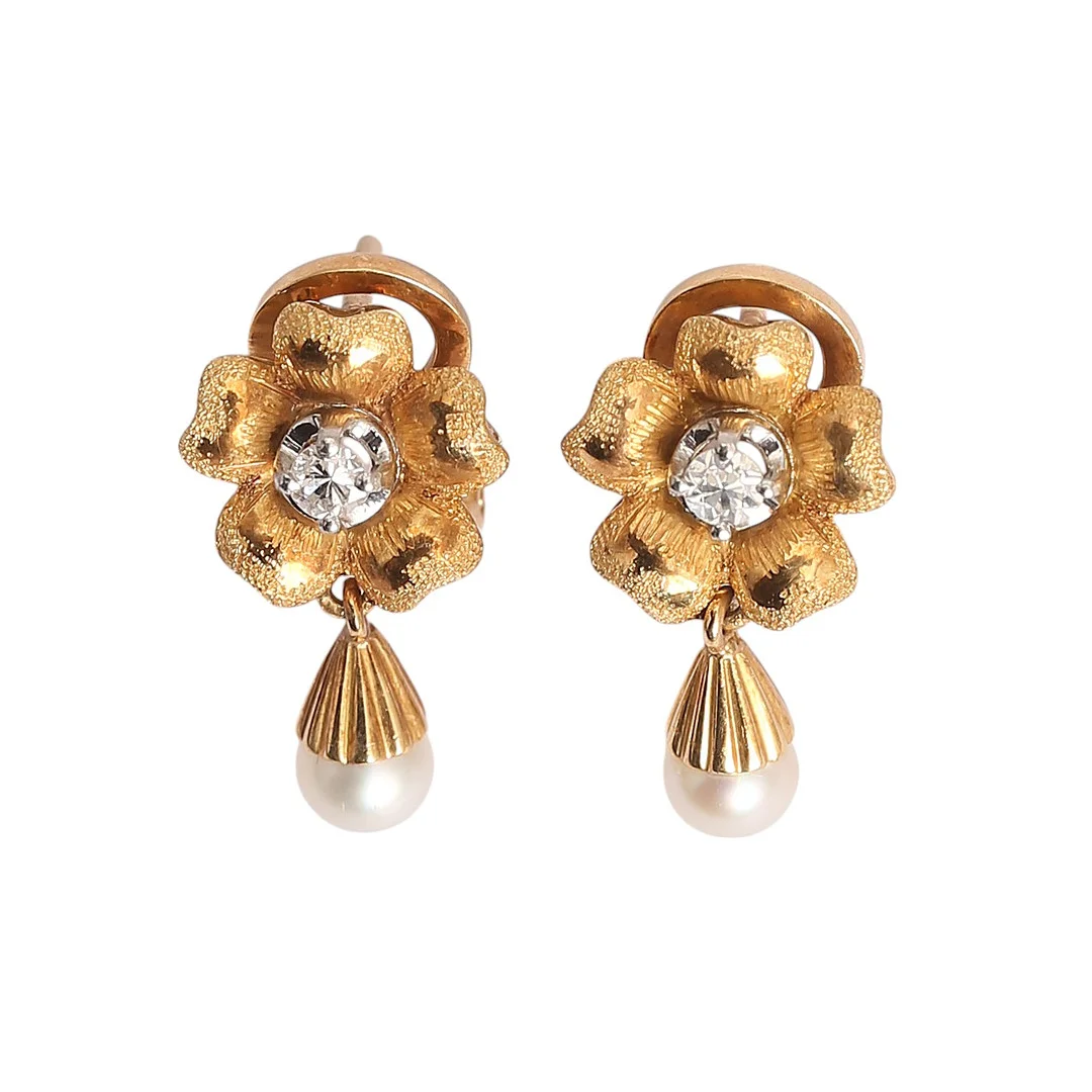 Floral pendant earrings, mid 20th Century. — Earrings — Balclis