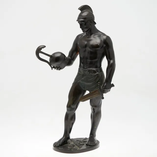 F. Peschlow, Skulptur / Figur, Krieger, Bronze.