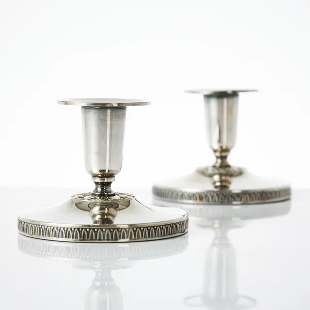 LJUSSTAKAR, 1 par, silver, Ceson Göteborg 1977, empirestil.