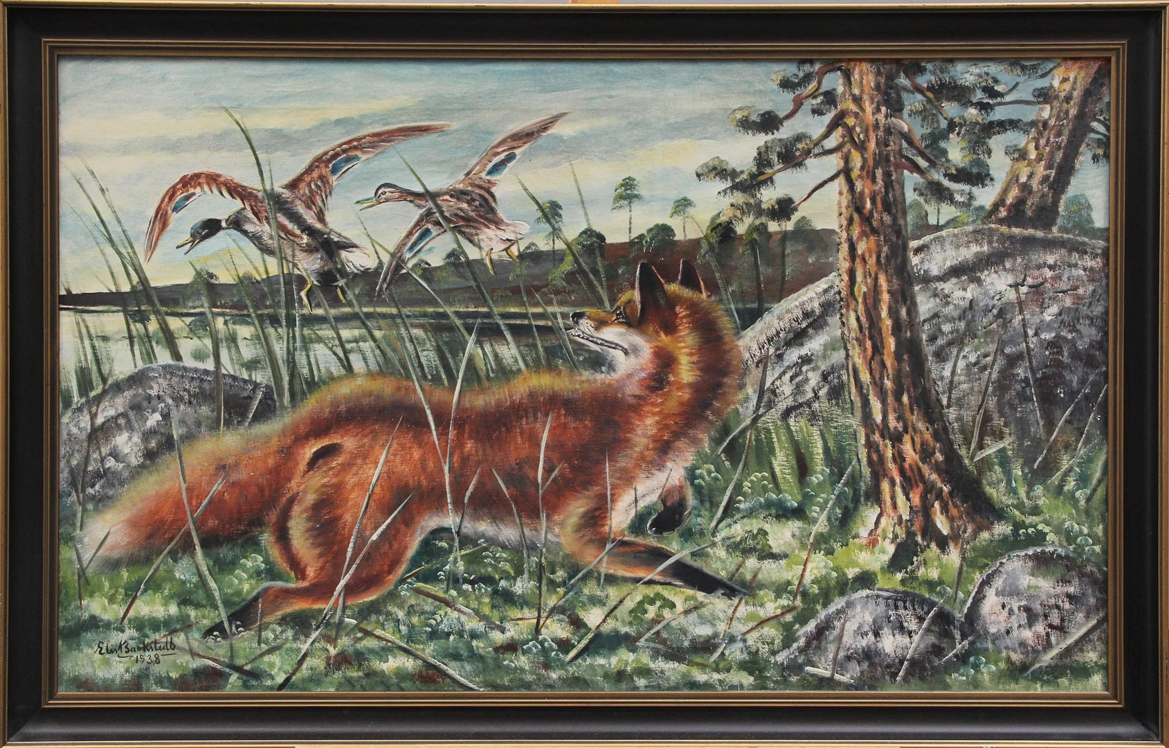 ELIS BARKSTEDT. OLJA, på duk, rävmotiv, signerad, 1938. — Paintings — Kalmar Auktionsverk