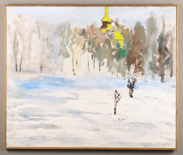 HANS WIGERT. Olja på duk, Kyrkogård, signerad a tergo.