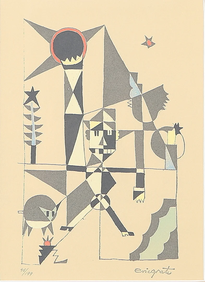 ERIC GRATE. Komposition, färglitografi, stämpelsignerad, numrerad 45/199. — Engravings & Prints — Auktionshuset Kolonn