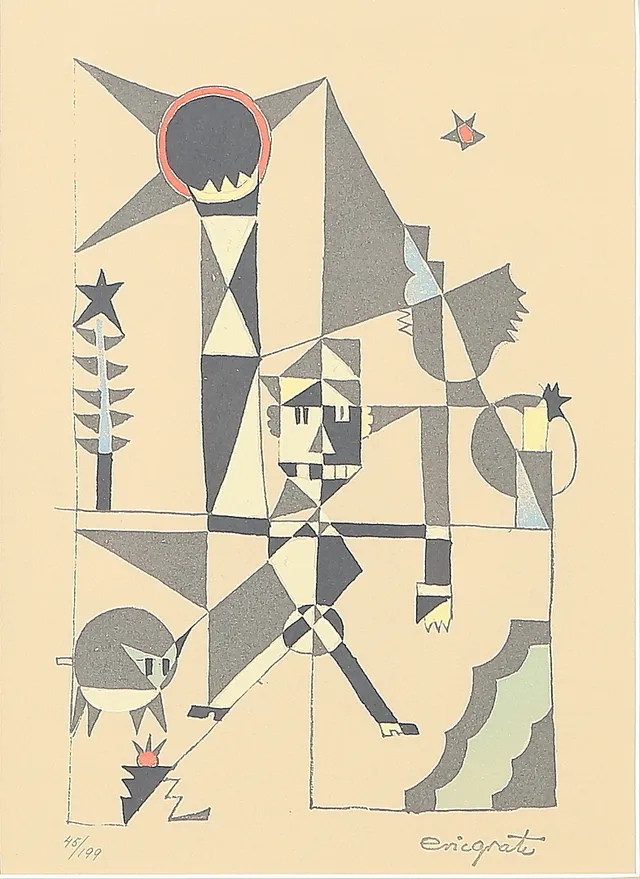 ERIC GRATE. Komposition, färglitografi, stämpelsignerad, numrerad 45/199.