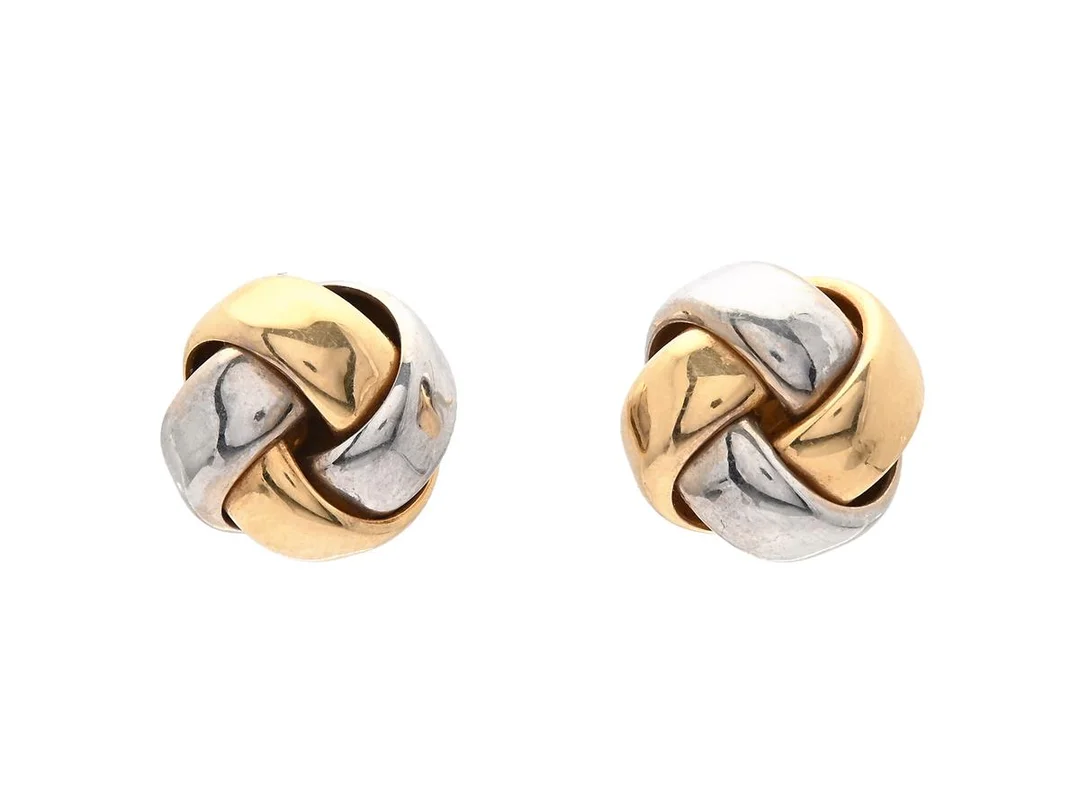 ÖRHÄNGEN, 18K guld/vitguld, knutar, höjd 11 mm, vikt 4,4 g, stift. — Smycken/Örhängen — Kaplans