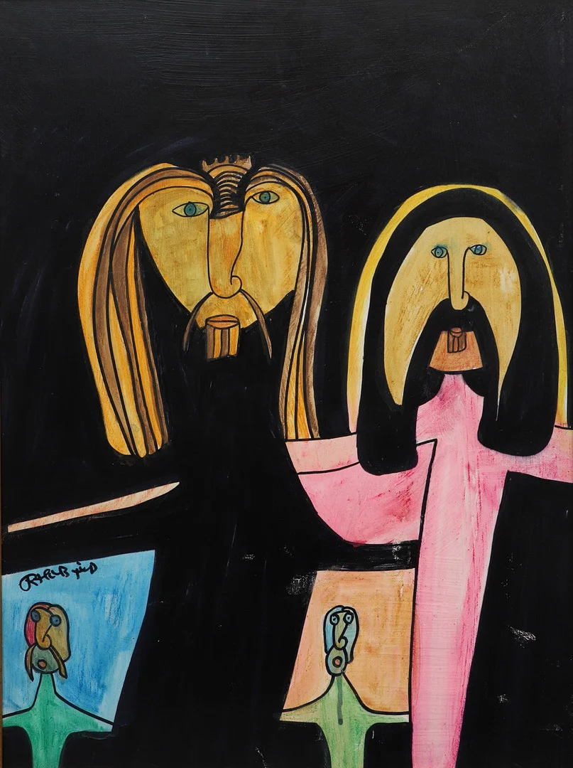 KJELL HOBJER. Olja på pannå, "Se in och ut", signerad. — Paintings — Ekenbergs Auktioner