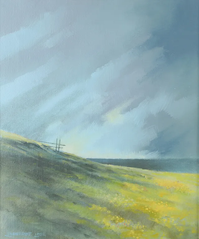 ROLF LINDSTEDT. "Oväder", olja på duk, signerad Lindstedt.