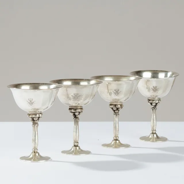 GEORG JENSEN. Et sæt på fire Cocktail bægre af Sterling Sølv, dessin 479A, efter 1945, Danmark. (4).