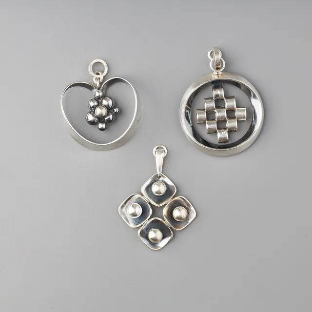 ERIK GRANIT, HÄNGEN, 3 st, silver, Helsingfors 1960-tal.