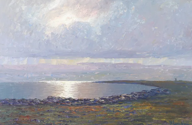 OIDENTIFIERAD KONSTNÄR. Strandparti, olja på duk, signerad N. Lundström.