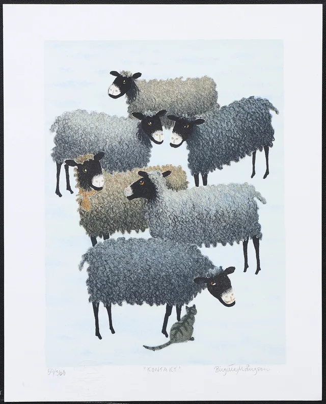 BIRGITTA MÅNGSÉN. "Kontakt", litografi nr 54/360, signerad.