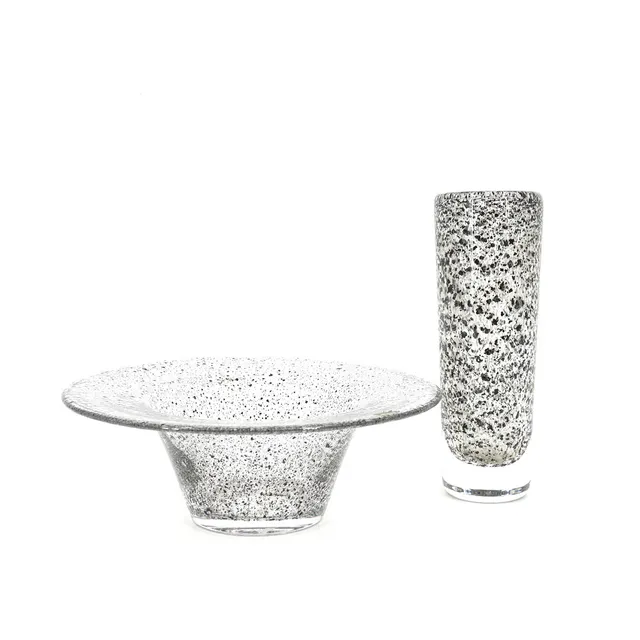 BENGT ORUP. Vas och skål, två delar, signerad, Hyllinge Glasbruk, 1900-talets senare hälft.