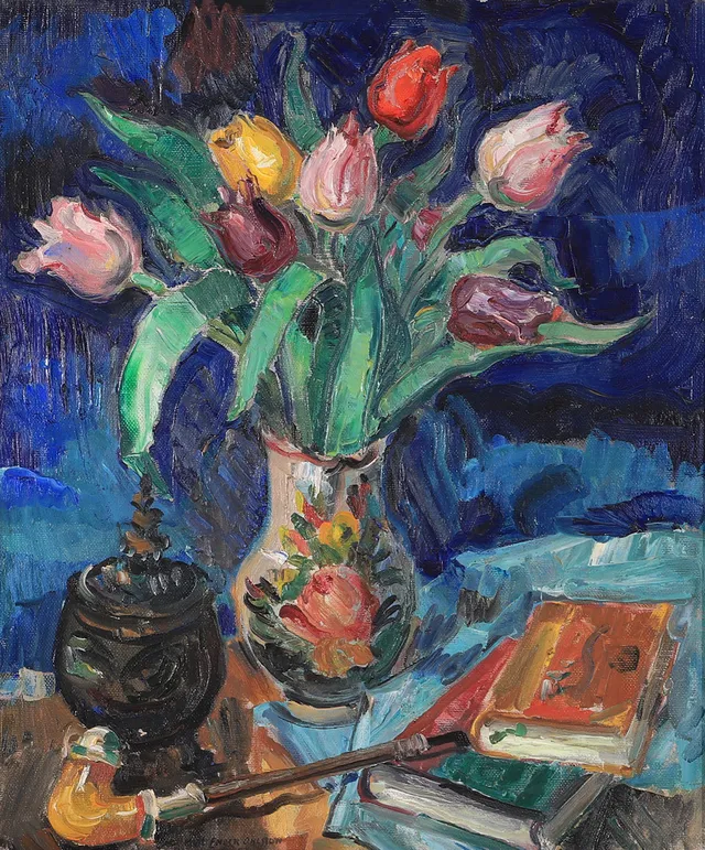 KARL ENOCK OHLSSON. "Stilleben", olja på duk, signerad.