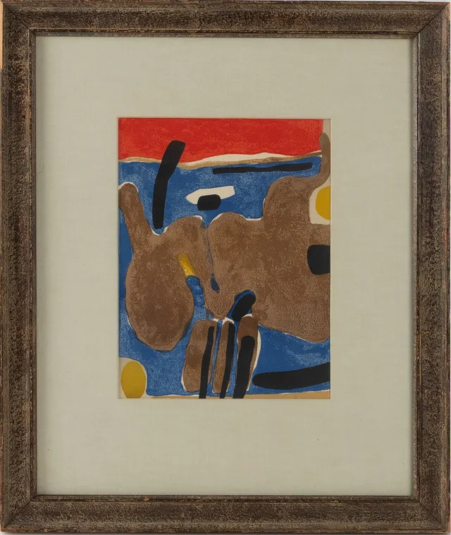 MAURICE ESTÈVE. "Composition", litografi, osignerad, utgiven av Fernand Mourlot Paris 1964, proveniens Ernest Raboff Gallery, Los Angeles.