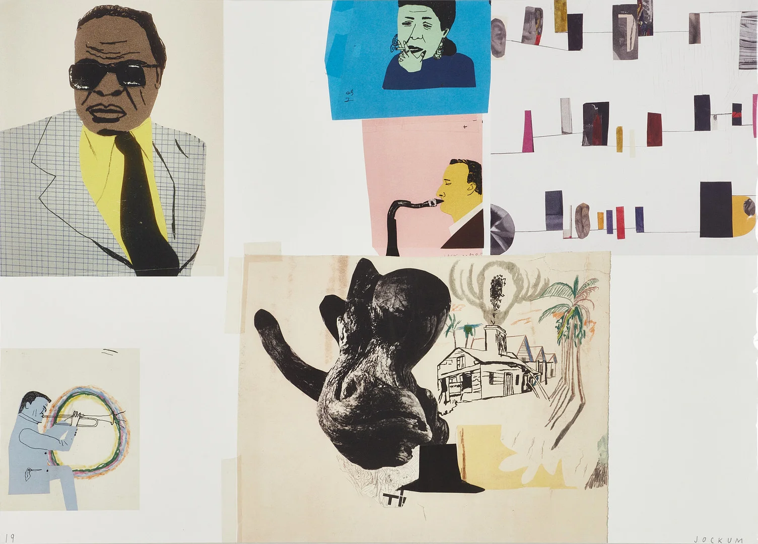 JOCKUM NORDSTRÖM (Sverige, född 1963), "Jazz", signerad JOCKUM, numrerad 19, fine art print. — Engravings & Prints — Crafoord Auktioner Stockholm